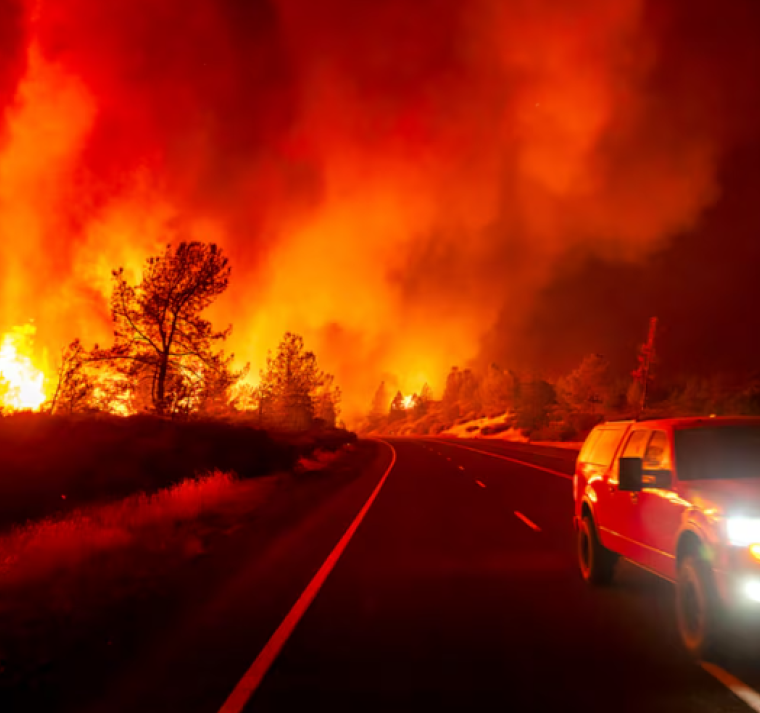 El fuego avanza rápidamente, con una velocidad de hasta 8 millas cuadradas por hora